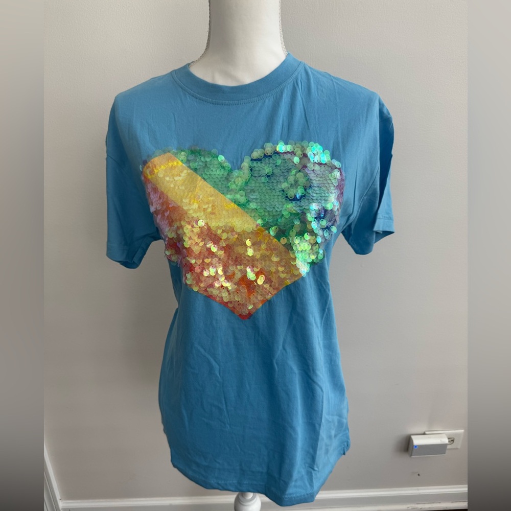 Queer Eye Blue Sequin Heart Women’s  T-Shirt